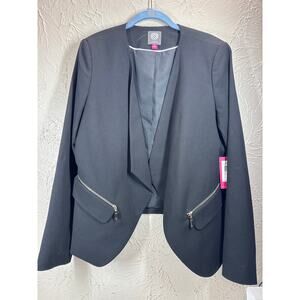 Vince Camuto Lapel-Collar Zip Pocket Open Front‎ Blazer Womens Size 10 NWT